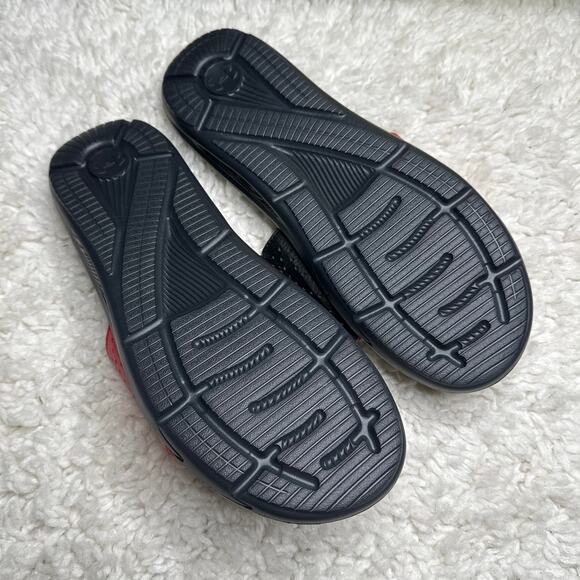 Under Armor Red Black Memory 4D-Foam Adjustable Strap Sporty Slides Casual - Picture 4 of 6